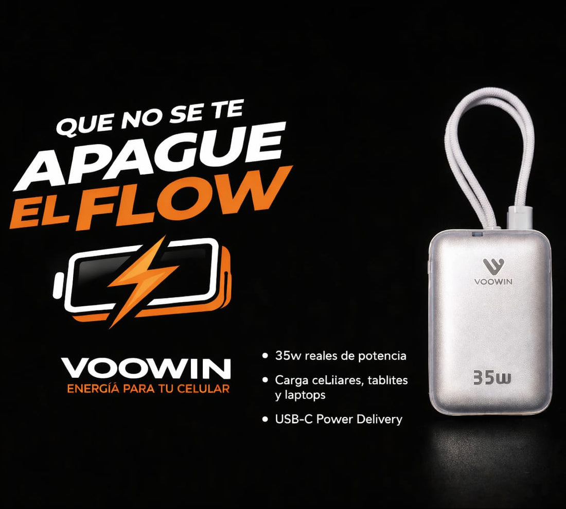 Power Bank VOOWIN 35W con Cables Lightning y USB-C Integrados